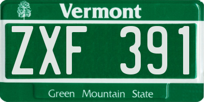 VT license plate ZXF391