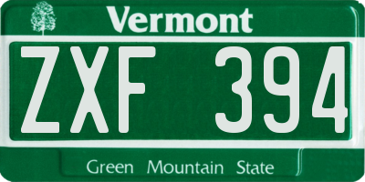 VT license plate ZXF394