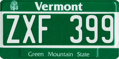 VT license plate ZXF399