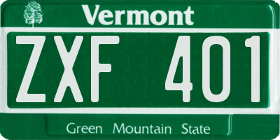 VT license plate ZXF401