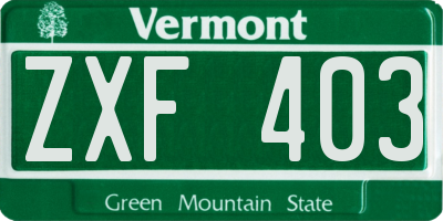 VT license plate ZXF403