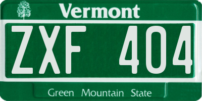 VT license plate ZXF404