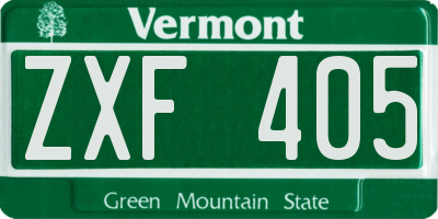 VT license plate ZXF405