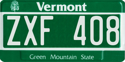 VT license plate ZXF408