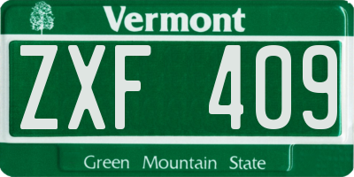 VT license plate ZXF409