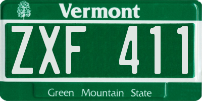 VT license plate ZXF411