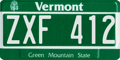 VT license plate ZXF412