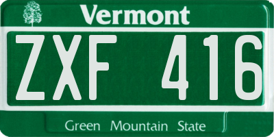 VT license plate ZXF416