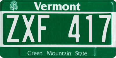 VT license plate ZXF417