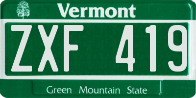 VT license plate ZXF419