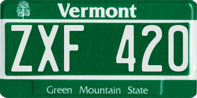 VT license plate ZXF420
