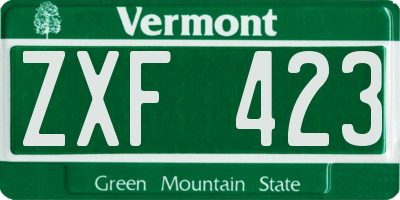 VT license plate ZXF423