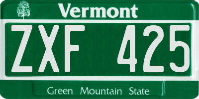 VT license plate ZXF425