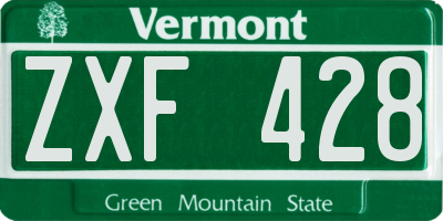 VT license plate ZXF428