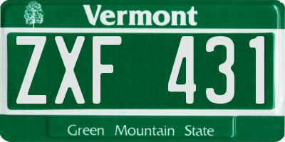VT license plate ZXF431