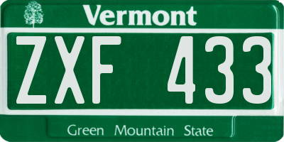 VT license plate ZXF433