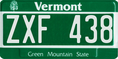 VT license plate ZXF438