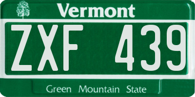 VT license plate ZXF439