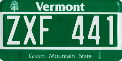 VT license plate ZXF441