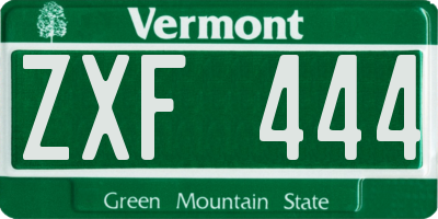 VT license plate ZXF444