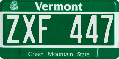 VT license plate ZXF447
