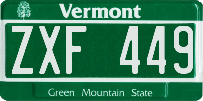 VT license plate ZXF449