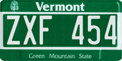 VT license plate ZXF454