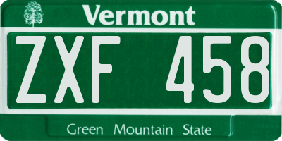 VT license plate ZXF458