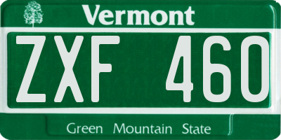 VT license plate ZXF460