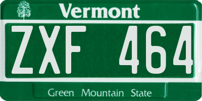 VT license plate ZXF464