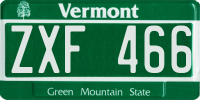 VT license plate ZXF466