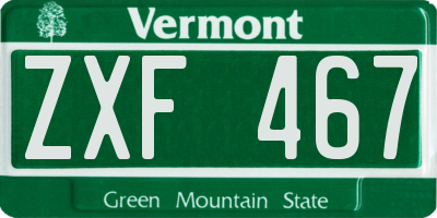 VT license plate ZXF467