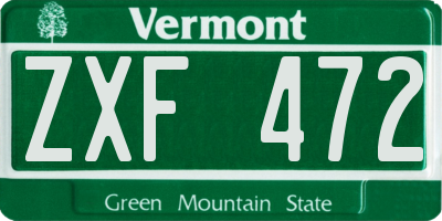 VT license plate ZXF472