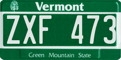 VT license plate ZXF473