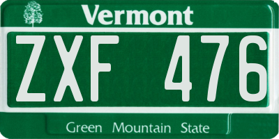 VT license plate ZXF476