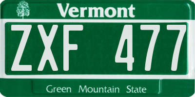 VT license plate ZXF477
