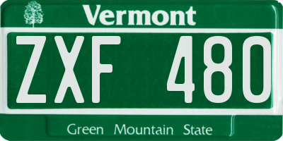VT license plate ZXF480