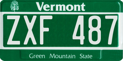VT license plate ZXF487