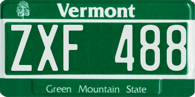 VT license plate ZXF488