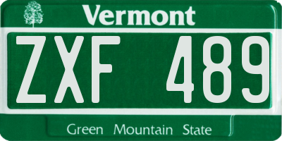 VT license plate ZXF489