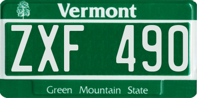 VT license plate ZXF490