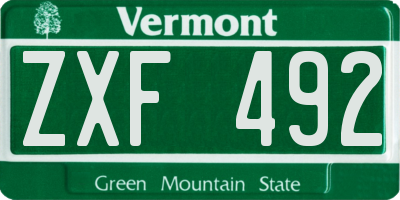 VT license plate ZXF492