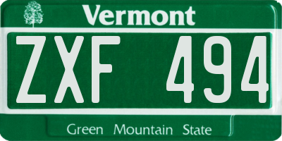 VT license plate ZXF494