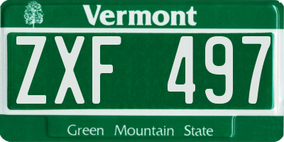 VT license plate ZXF497