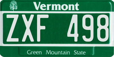 VT license plate ZXF498