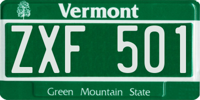 VT license plate ZXF501