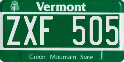VT license plate ZXF505