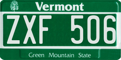 VT license plate ZXF506