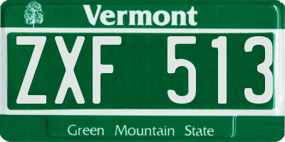 VT license plate ZXF513