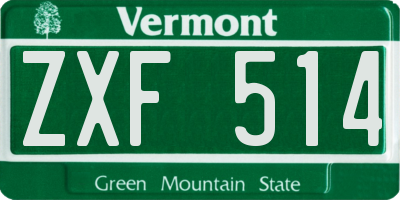 VT license plate ZXF514
